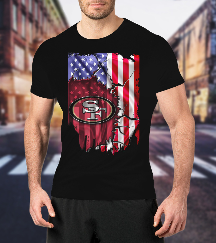 San Francisco 49ers American Flag V2 T-Shirt