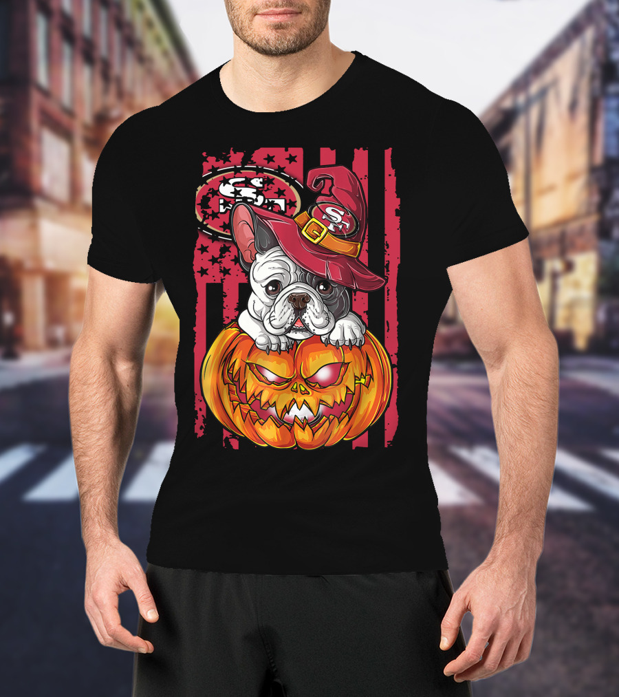 Hlw Bulldog San Francisco 49ers Halloween Pumpkin T-Shirt