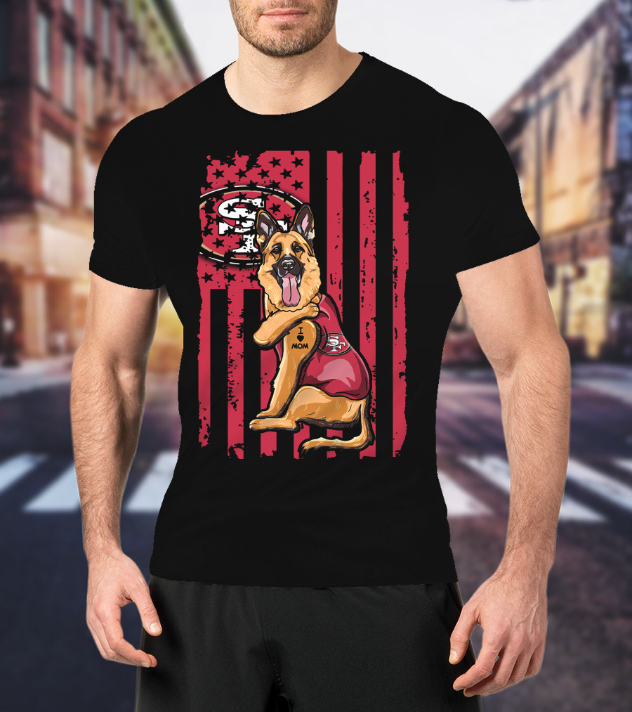 German Shepherd San Francisco 49ers I Love Mom Flag T-Shirt