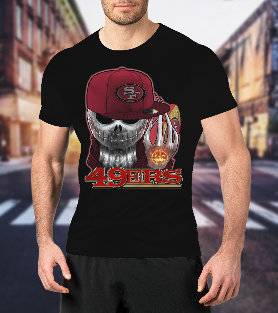 Jackskull 49ers SF Pumpkin Halloween Football T-Shirt