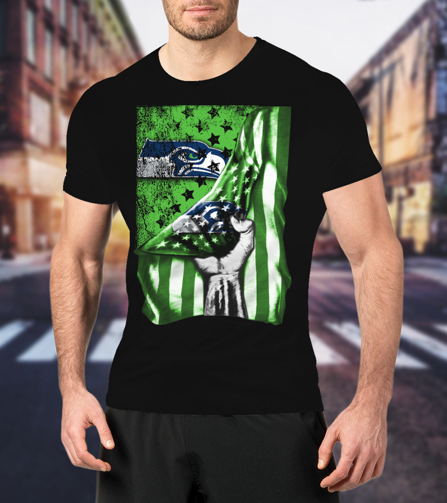 Seattle Seahawks Flag Stars And Stripes Concept T-Shirt