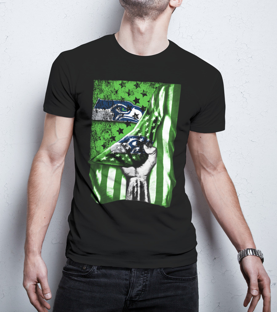 Seattle Seahawks Flag Stars And Stripes Concept T-Shirt
