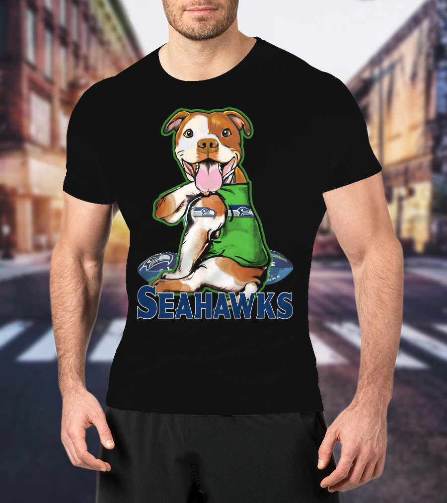 Pittbull Seattle Seahawks Fan Dog T-Shirt