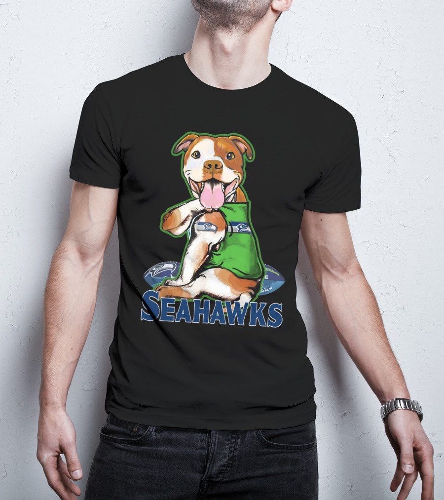Pittbull Seattle Seahawks Fan Dog T-Shirt