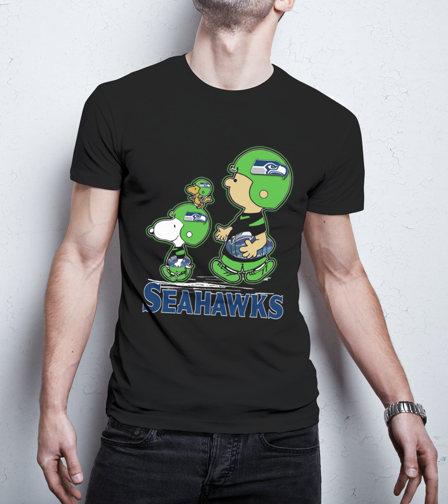 Snpfootball Seattle Seahawks Peanuts Characters Football Helmets Collaboration T-Shirt