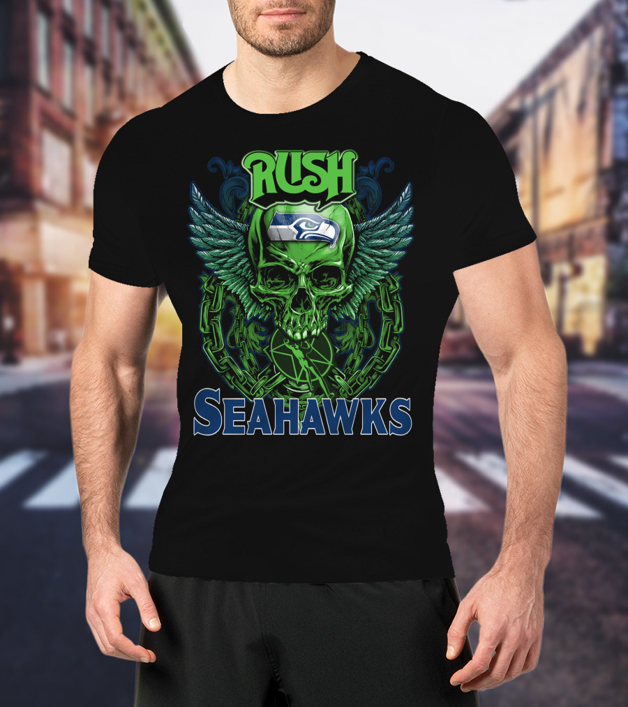 Rush Seattle Seahawks Skull Wing T-Shirt