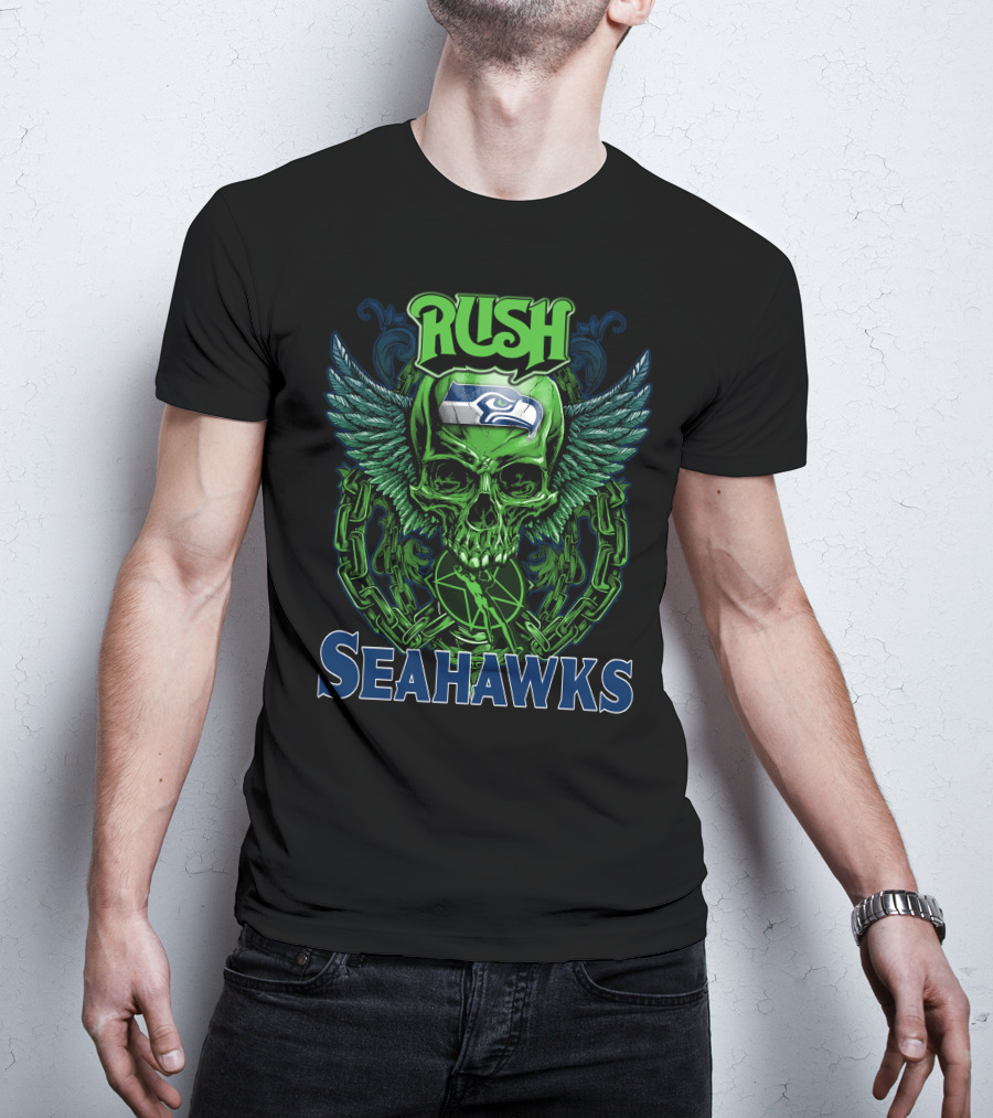 Rush Seattle Seahawks Skull Wing T-Shirt