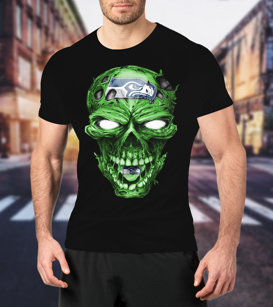 Skull V2 Seattle Seahawks Green Zombie T-Shirt
