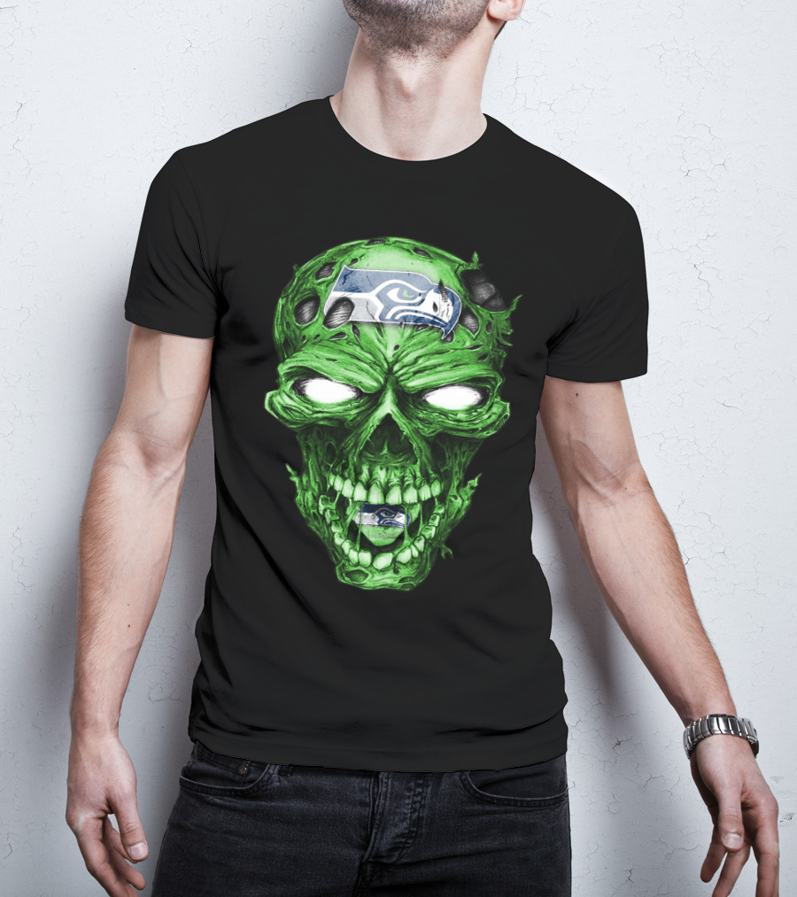 Skull V2 Seattle Seahawks Green Zombie T-Shirt