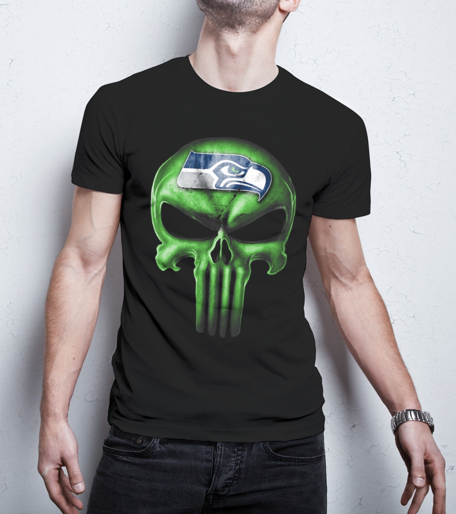 Skull V3 Seattle Seahawks Logo Green T-Shirt