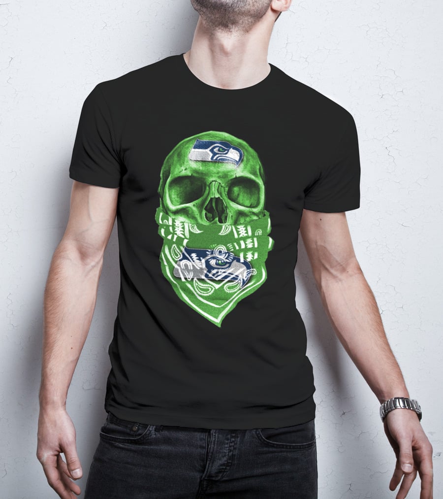 Skull V5 Seattle Seahawks Logo Bandana T-Shirt