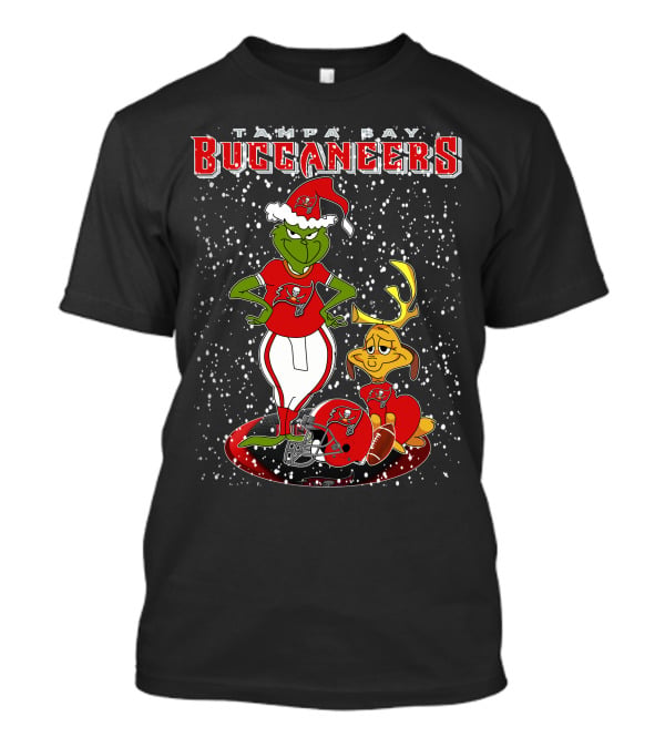 Grinchxmas Tampa Bay Buccaneers Santa Hat Christmas Football Snow T-Shirt