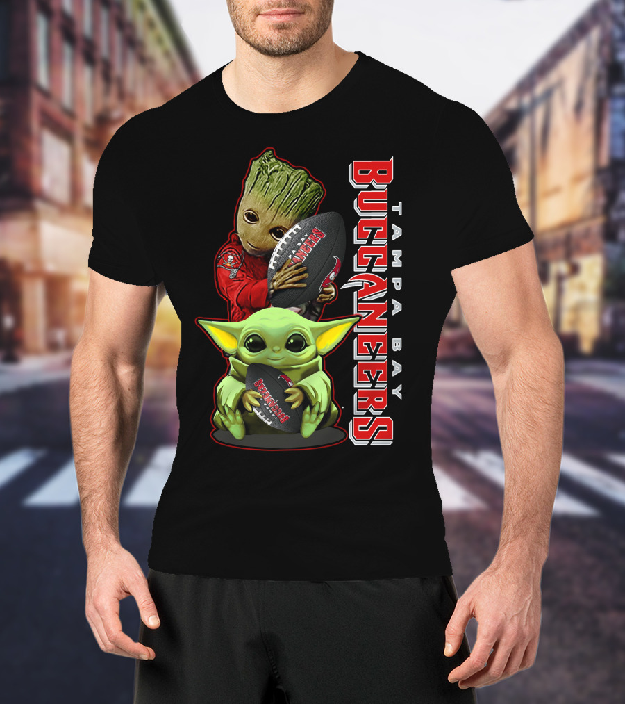 Grzd Tampa Bay Buccaneers Groot Baby Yoda Football T-Shirt