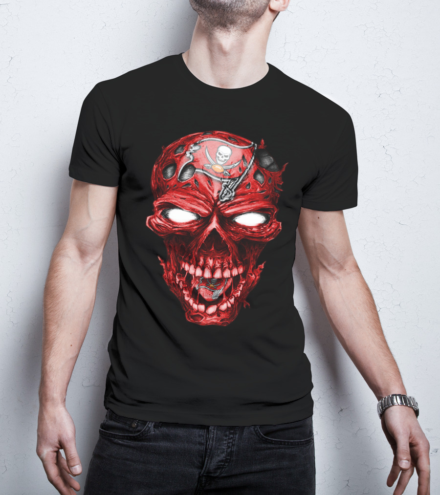 Skull V2 Tampa Bay Buccaneers Logo Red Skull T-Shirt