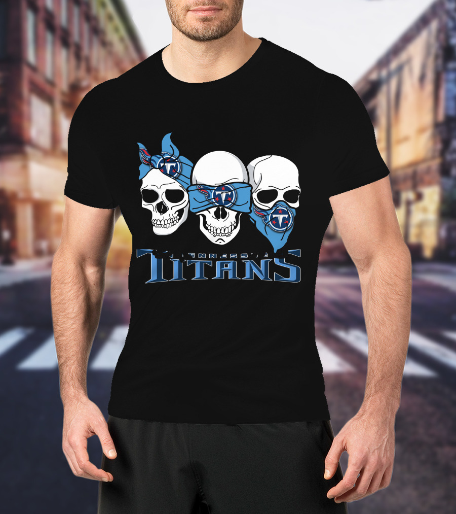 Three Skulls Tennessee Titans Bandanas T-Shirt