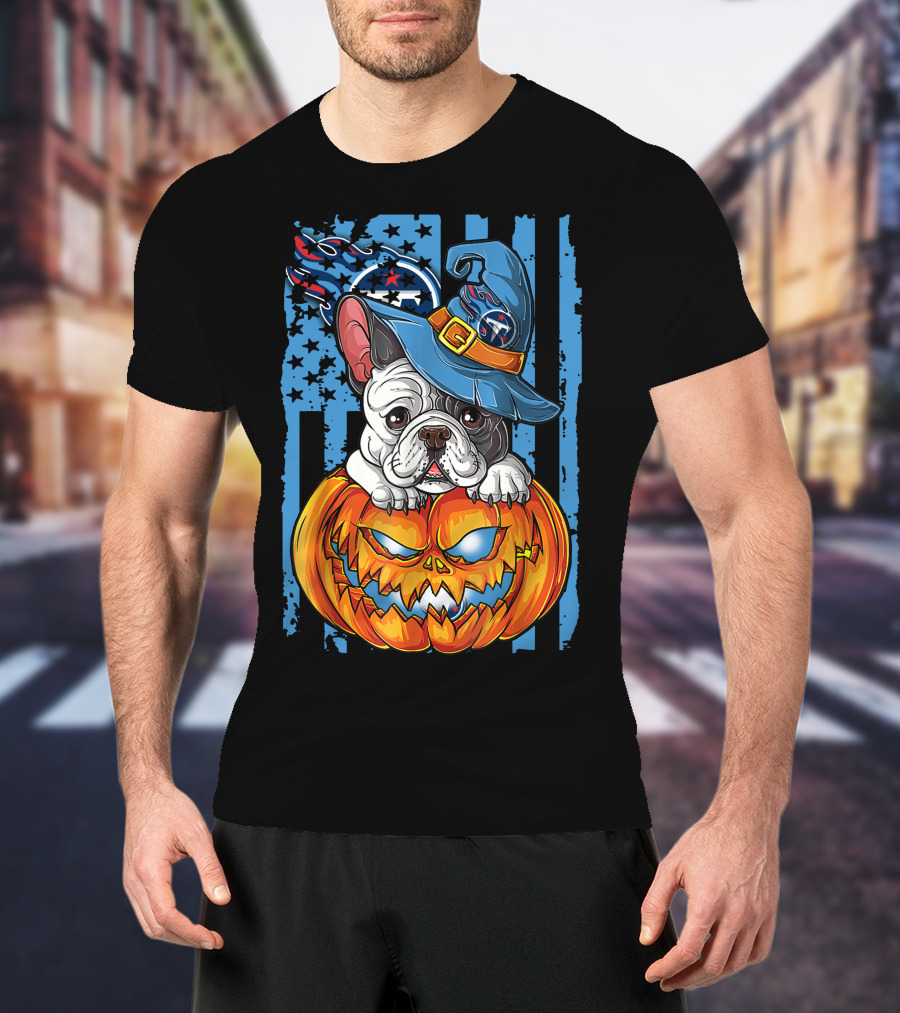 Hlw Bulldog Tennessee Titans Halloween Pumpkin Wizard Hat T-Shirt