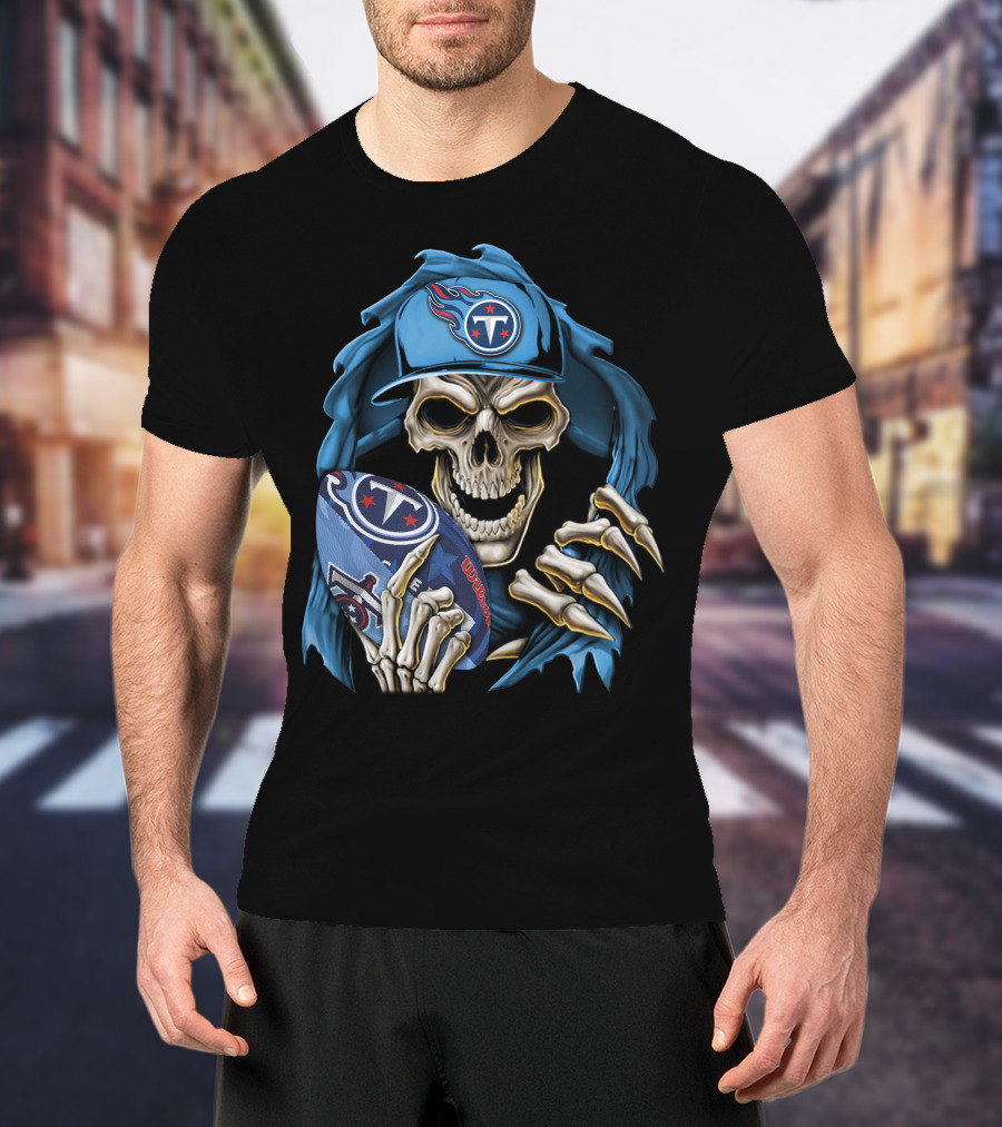 Skullbong Tennessee Titans Football Skeleton Fan Gear T-Shirt