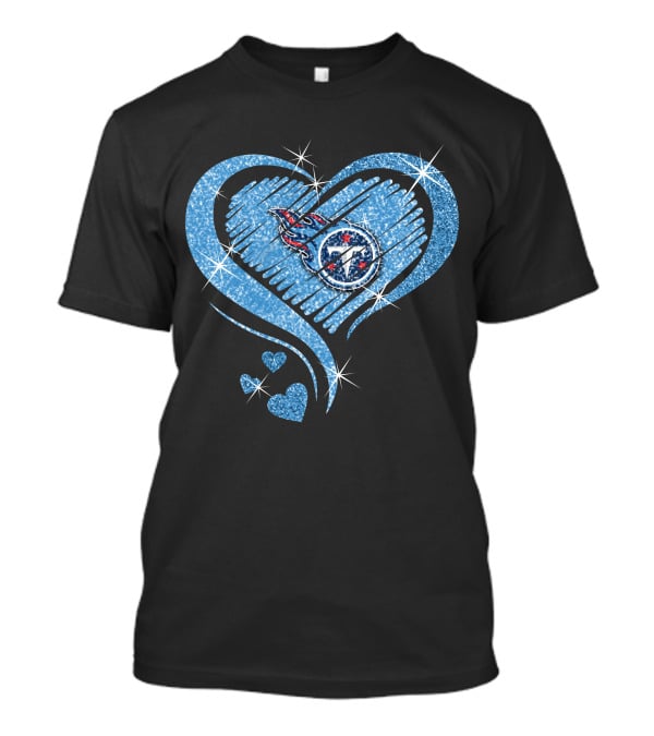 Tennessee Titans Heart Diamond Logo Sparkle T-Shirt