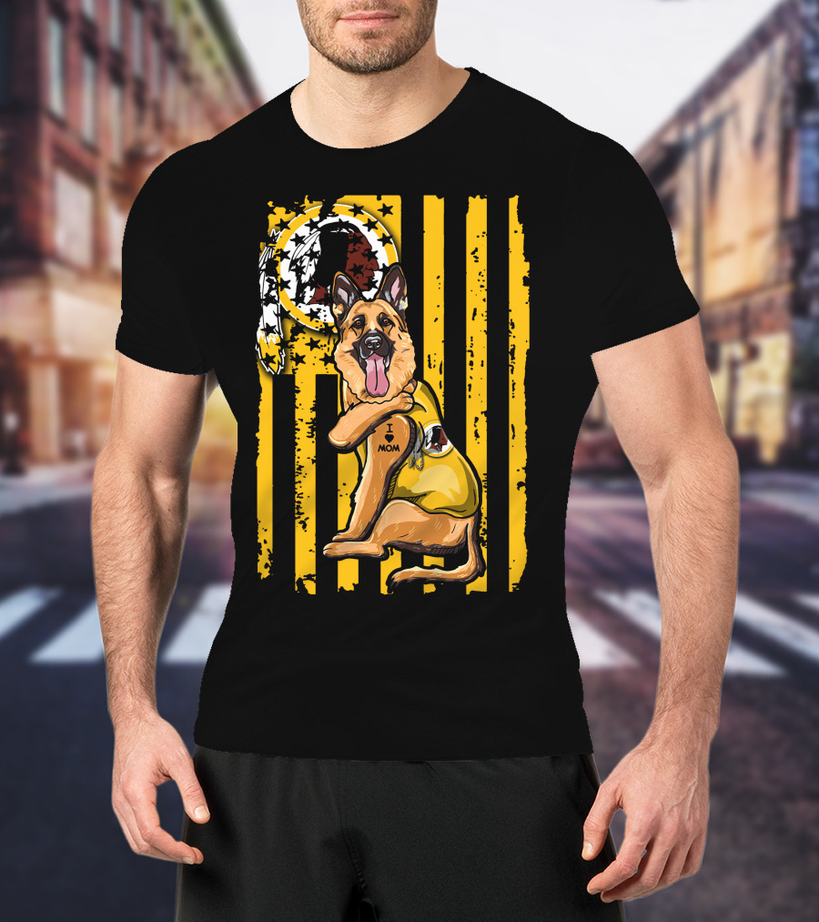 German Shepherd I Love Mom Washington Redskins Fan Style T-Shirt