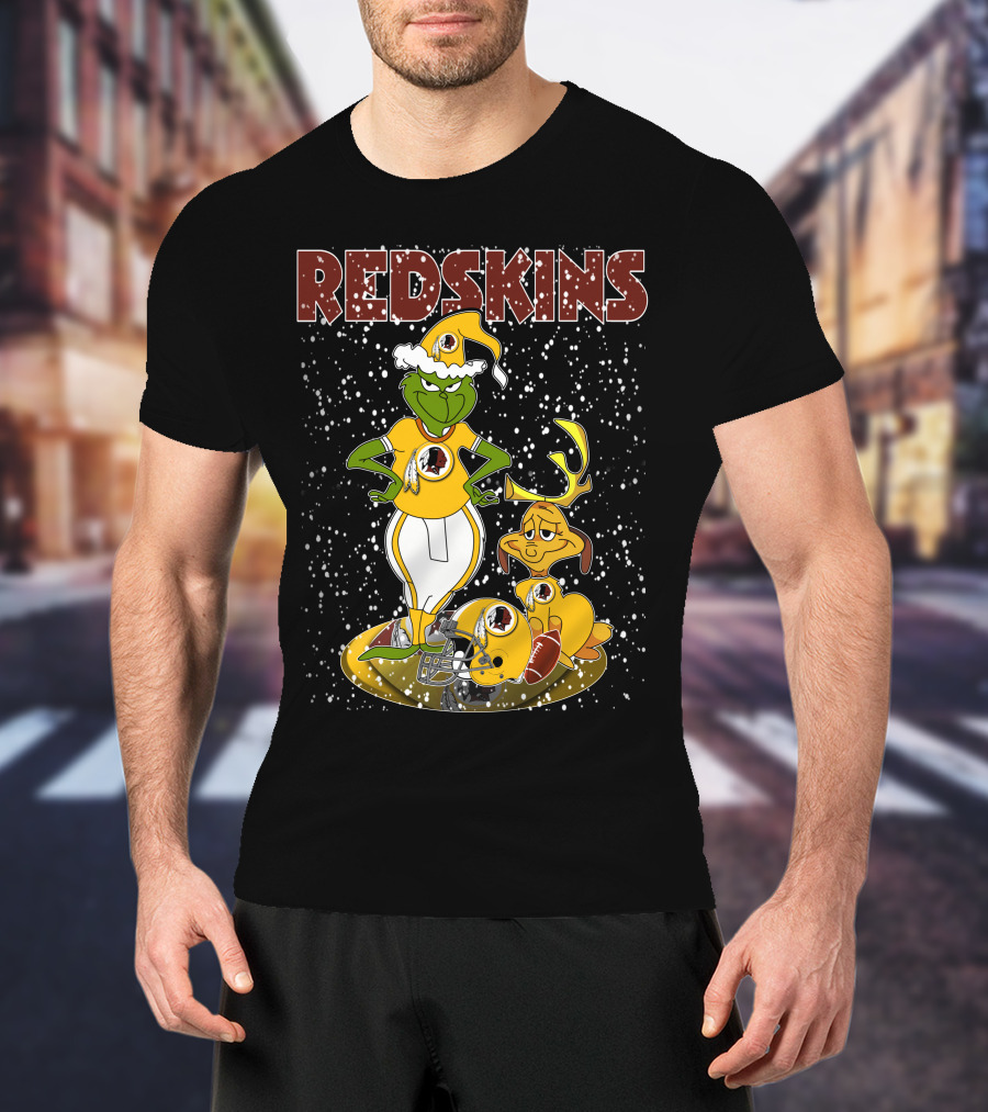 Grinchxmas Redskins Grinch Max Snowfall Football T-Shirt