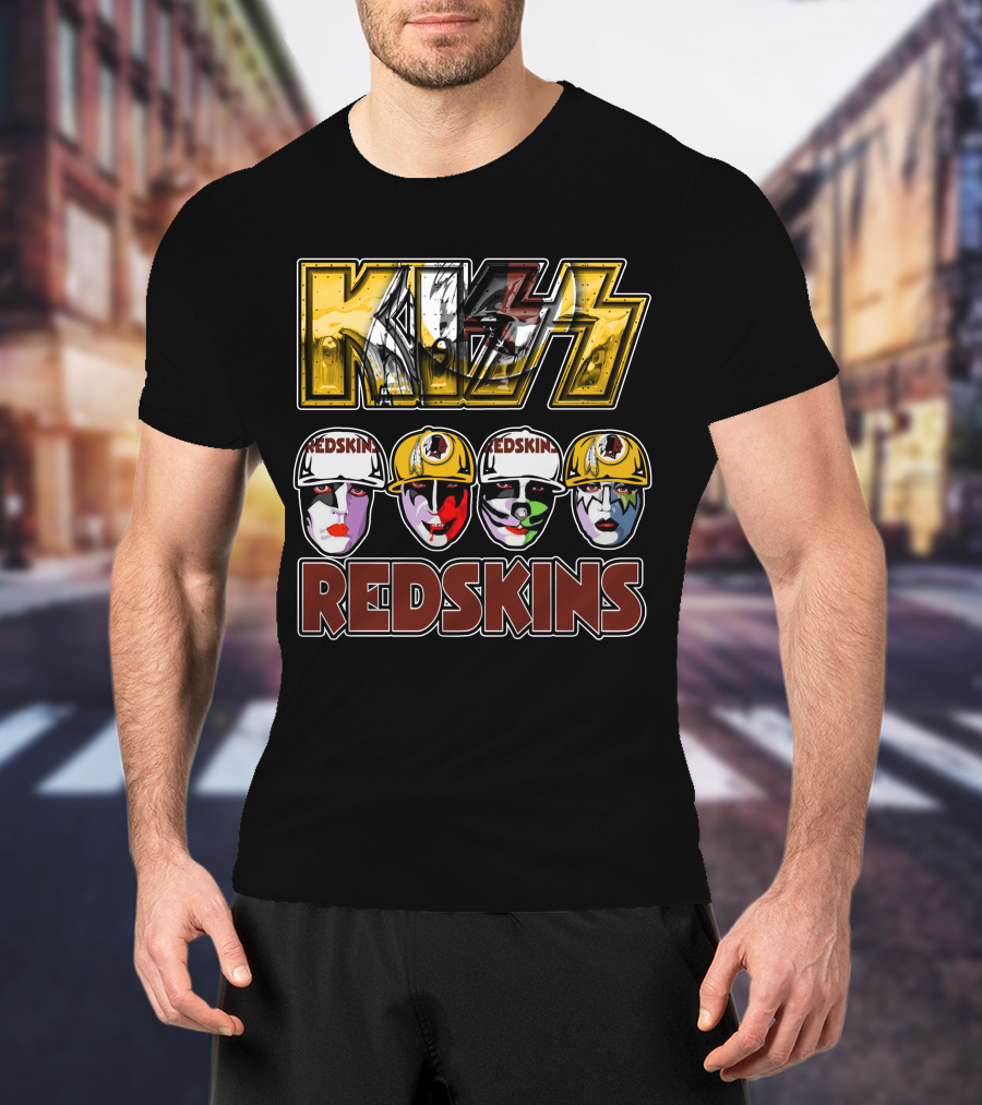Kiss Washington Redskins Helmet Faces T-Shirt