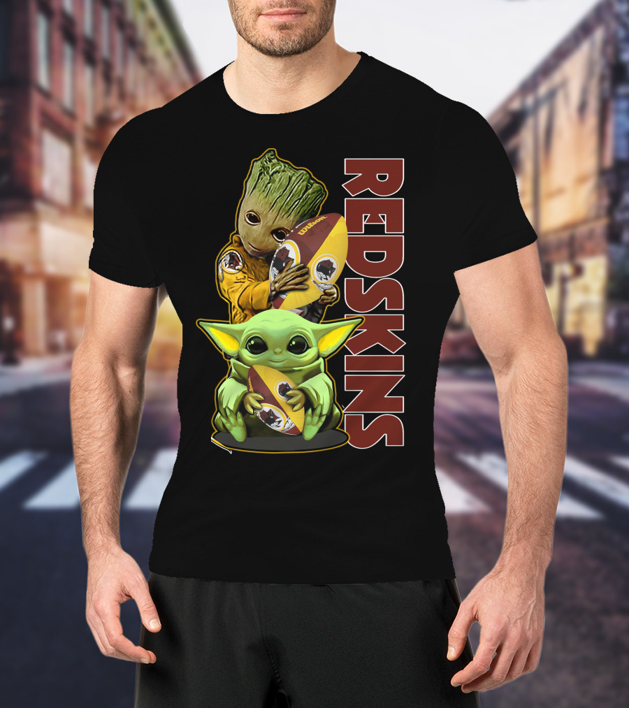 Groot Baby Yoda Washington Redskins Football T-Shirt