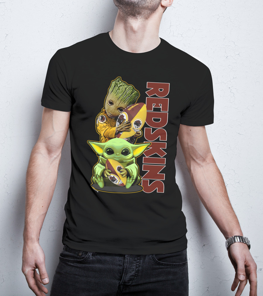 Groot Baby Yoda Washington Redskins Football T-Shirt