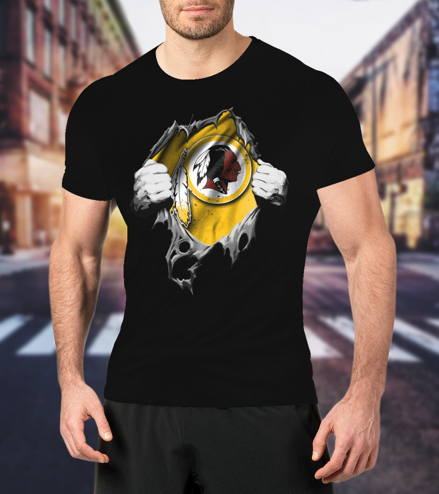 Torn V2 Washington Redskins Logo Peeling Hands T-Shirt