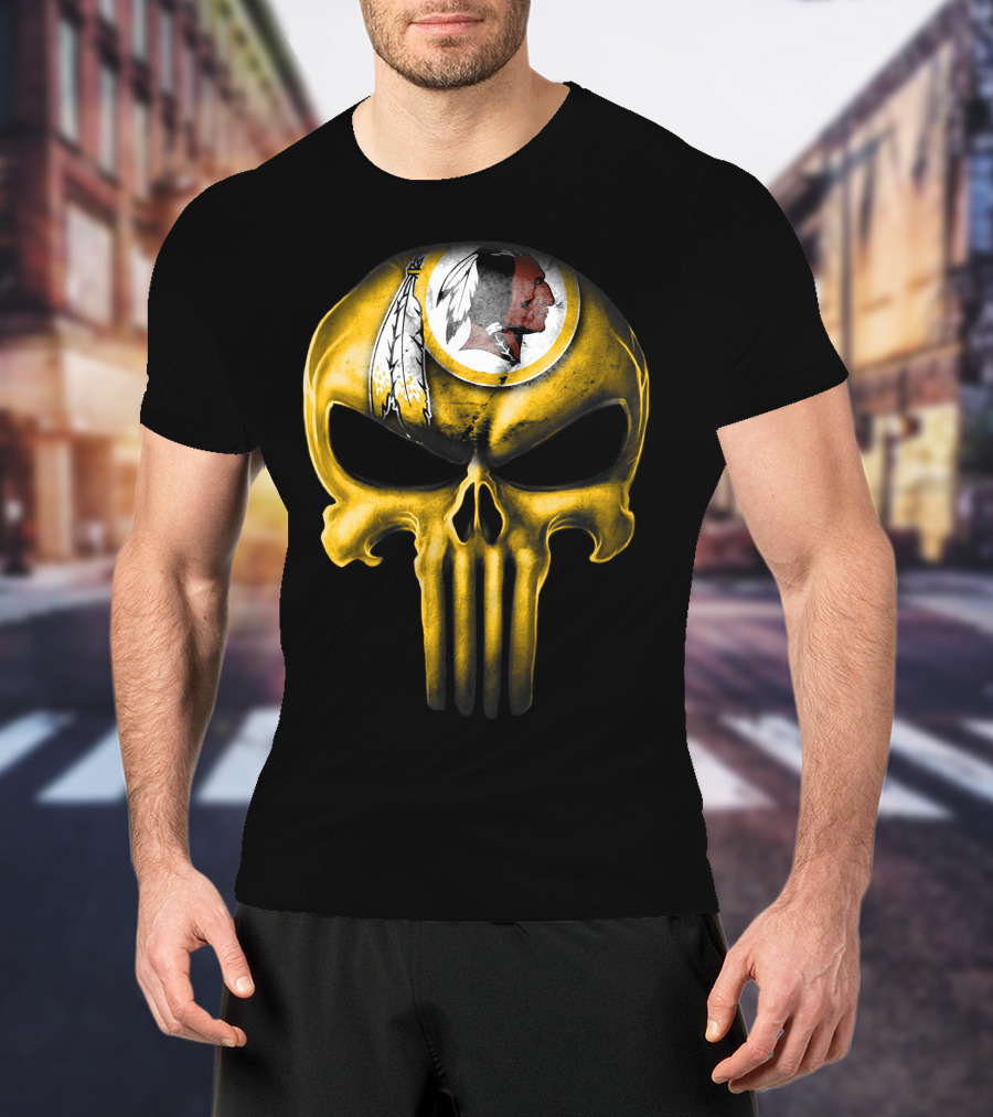 Skull Washington Redskins Logo Iconic Yellow T-Shirt