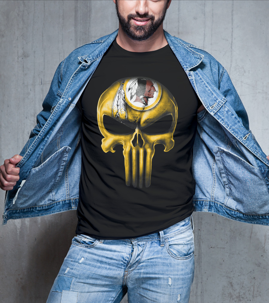 Skull Washington Redskins Logo Iconic Yellow T-Shirt