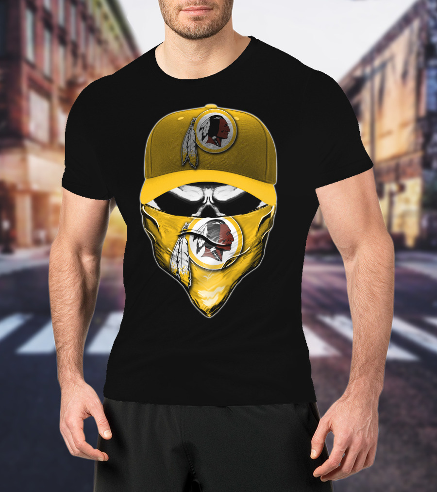 Skull V6 Washington Redskins Logo Bandana And Cap T-Shirt