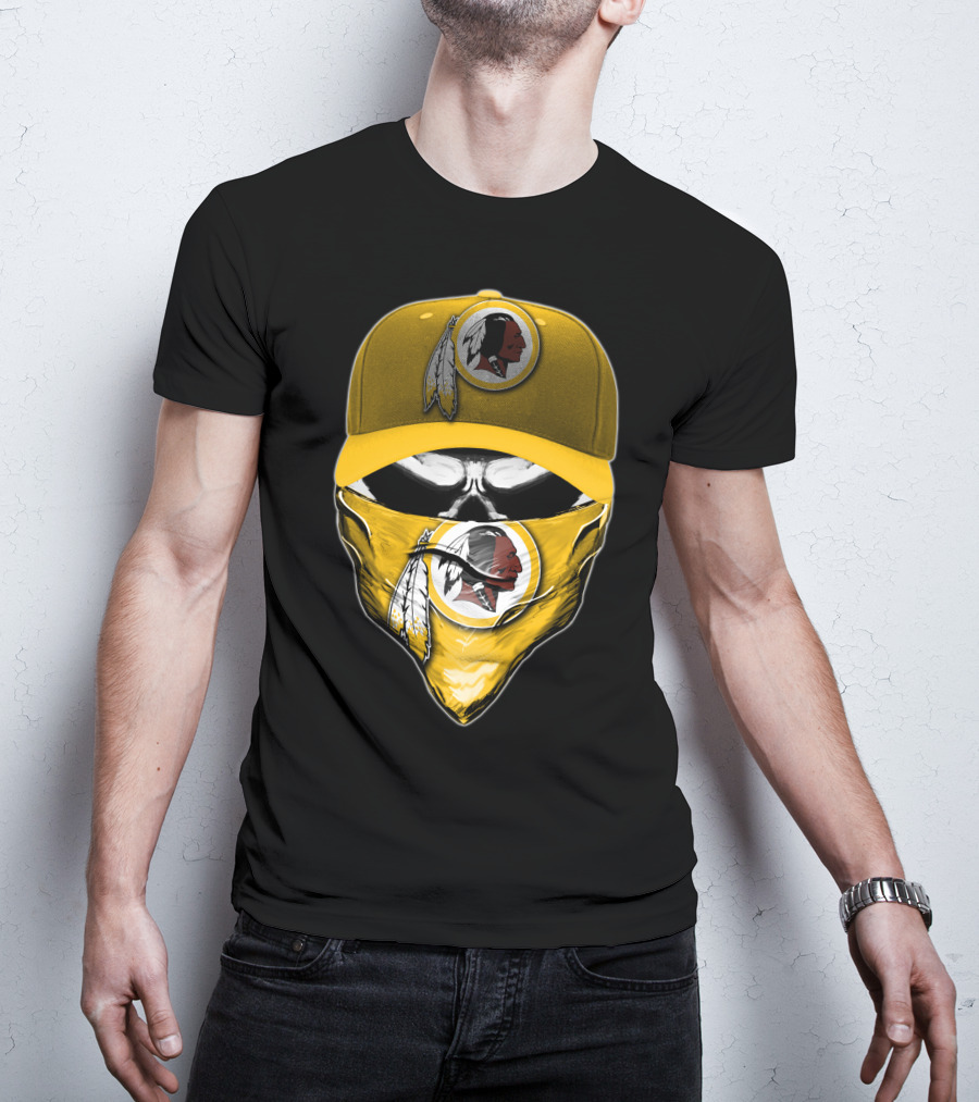 Skull V6 Washington Redskins Logo Bandana And Cap T-Shirt