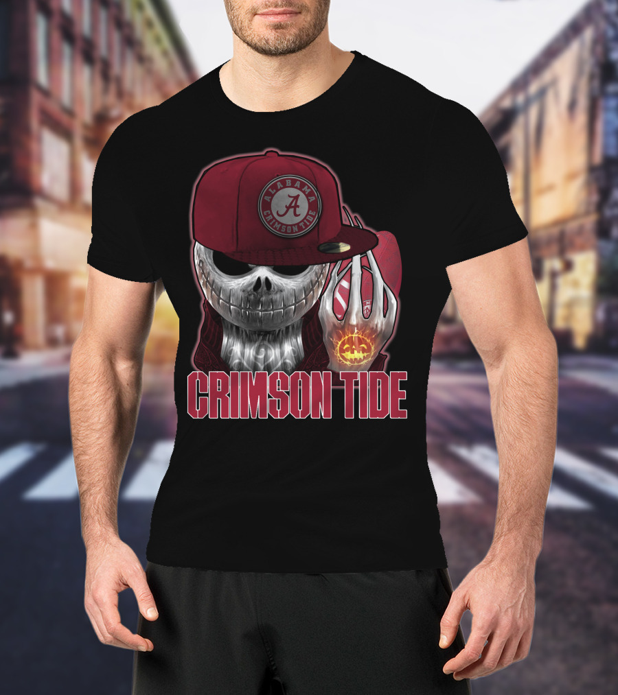 Jackskull Alabama Crimson Tide Halloween Pumpkin Skull T-Shirt