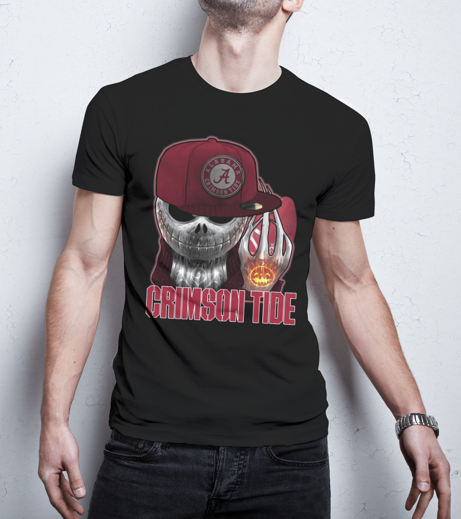 Jackskull Alabama Crimson Tide Halloween Pumpkin Skull T-Shirt