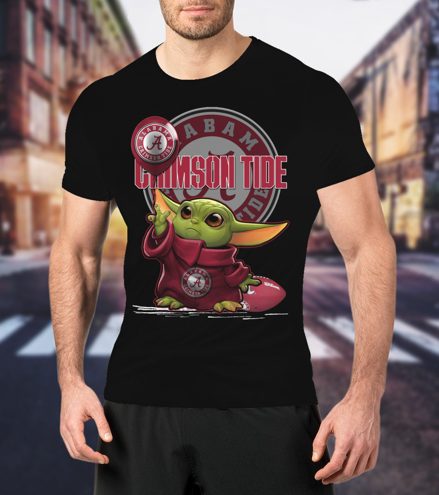 Yoda Alabama Crimson Tide Football Character With Team T-Shirt