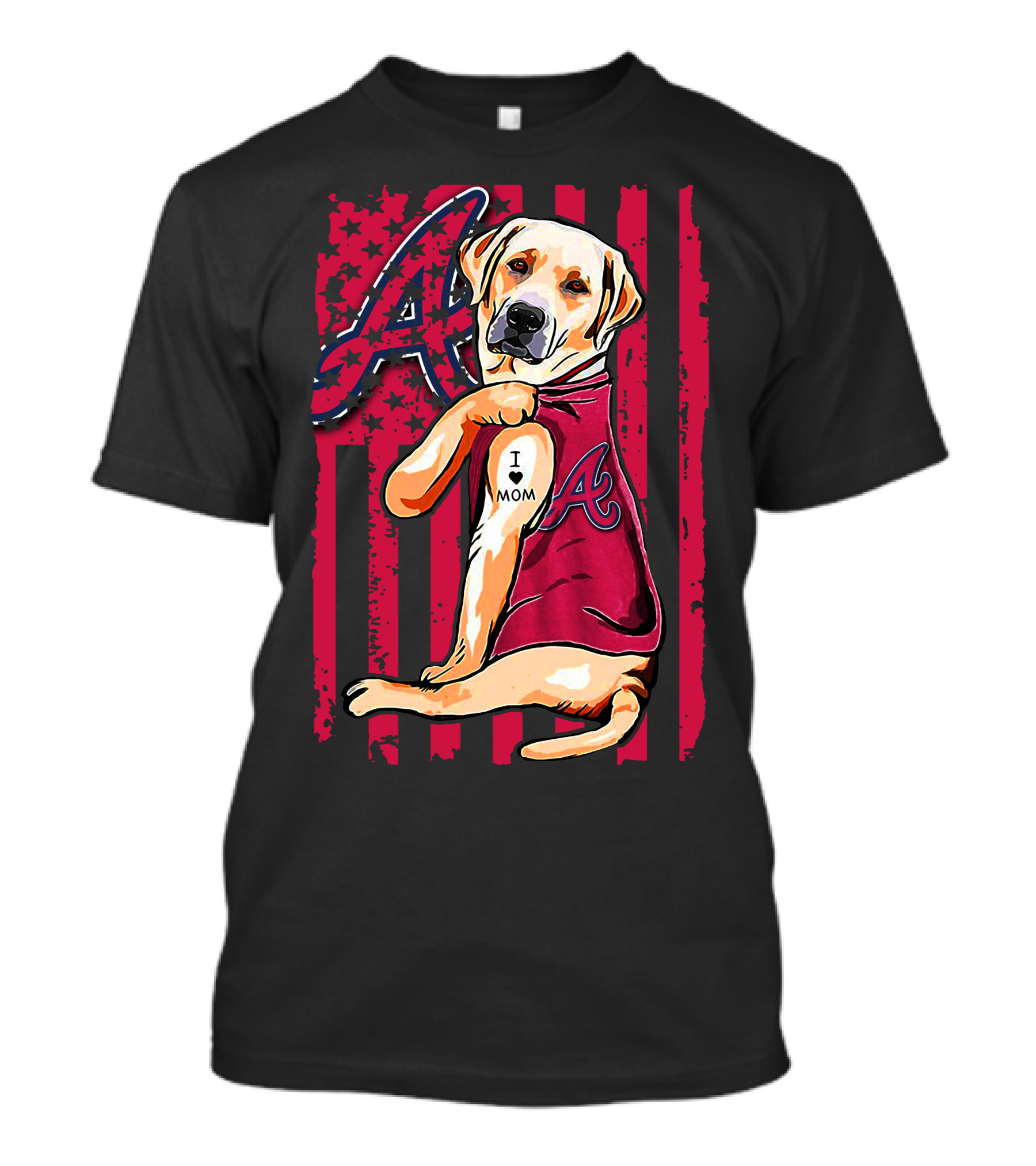 Atlanta Braves Labrador Retriever I Love Mom Baseball T-Shirt