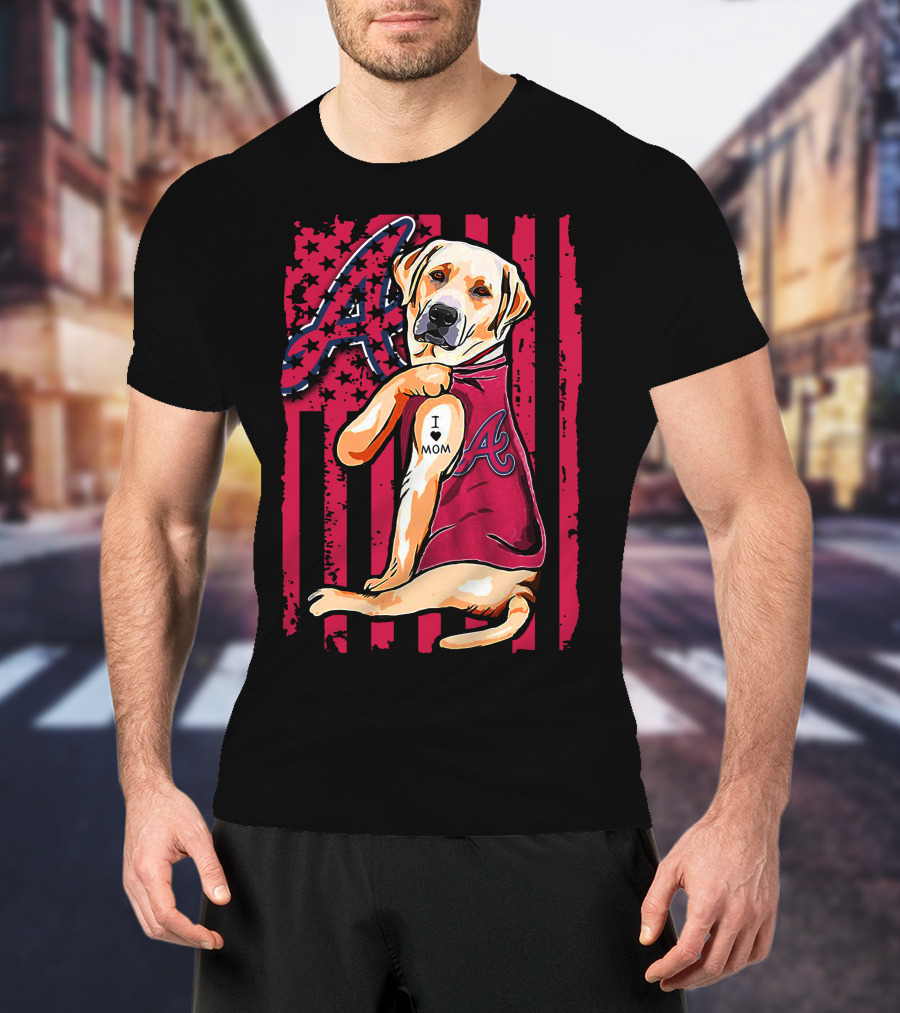 Atlanta Braves Labrador Retriever I Love Mom Baseball T-Shirt