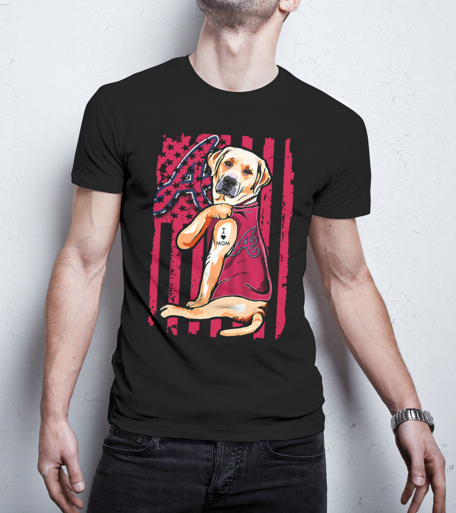 Atlanta Braves Labrador Retriever I Love Mom Baseball T-Shirt