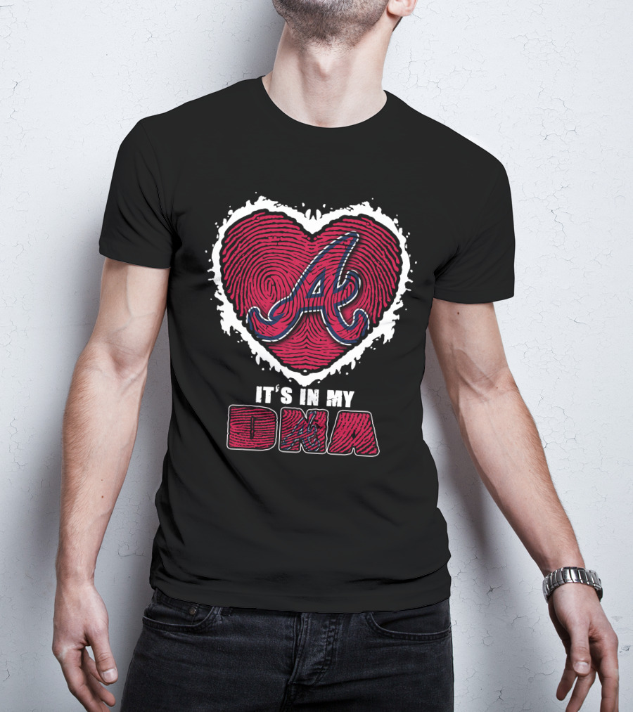 It's In My DNA Atlanta Braves Heart Fingerprint T-Shirt