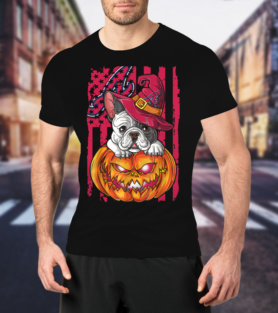 Atlanta Braves Halloween Bulldog Pumpkin T-Shirt