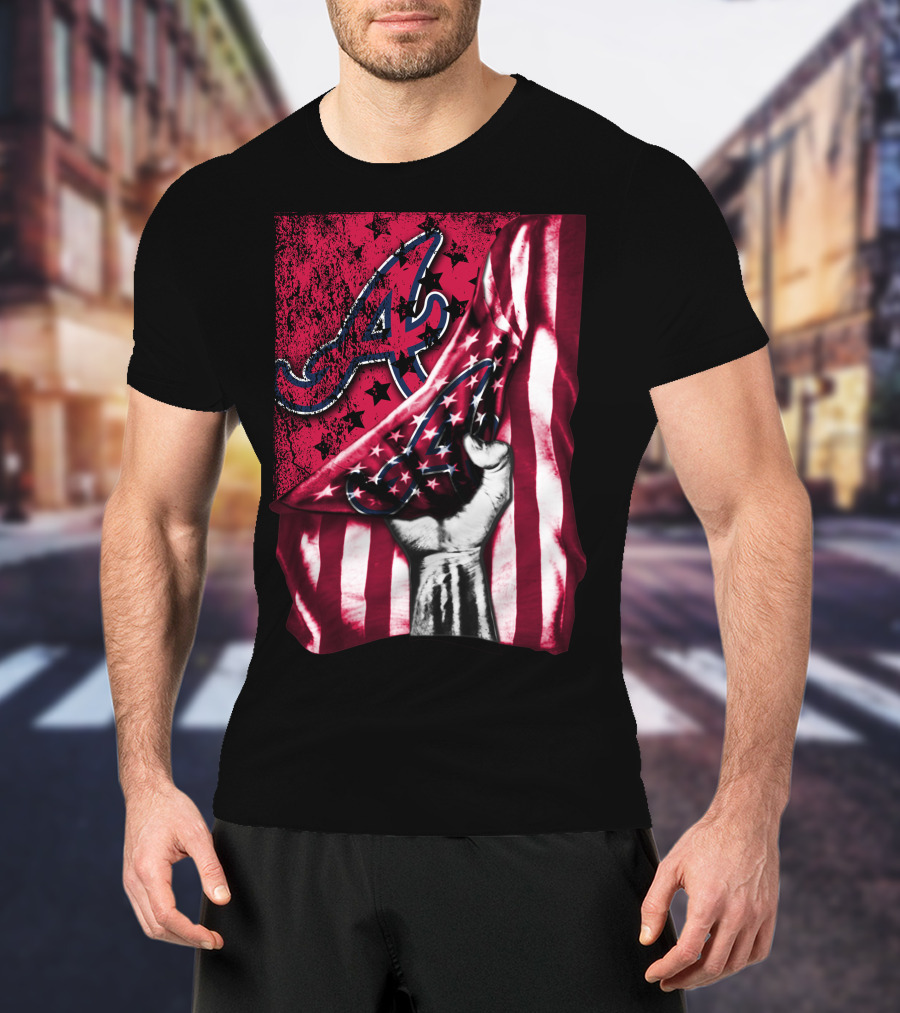 Flag Atlanta Braves Stars Stripes Baseball T-Shirt