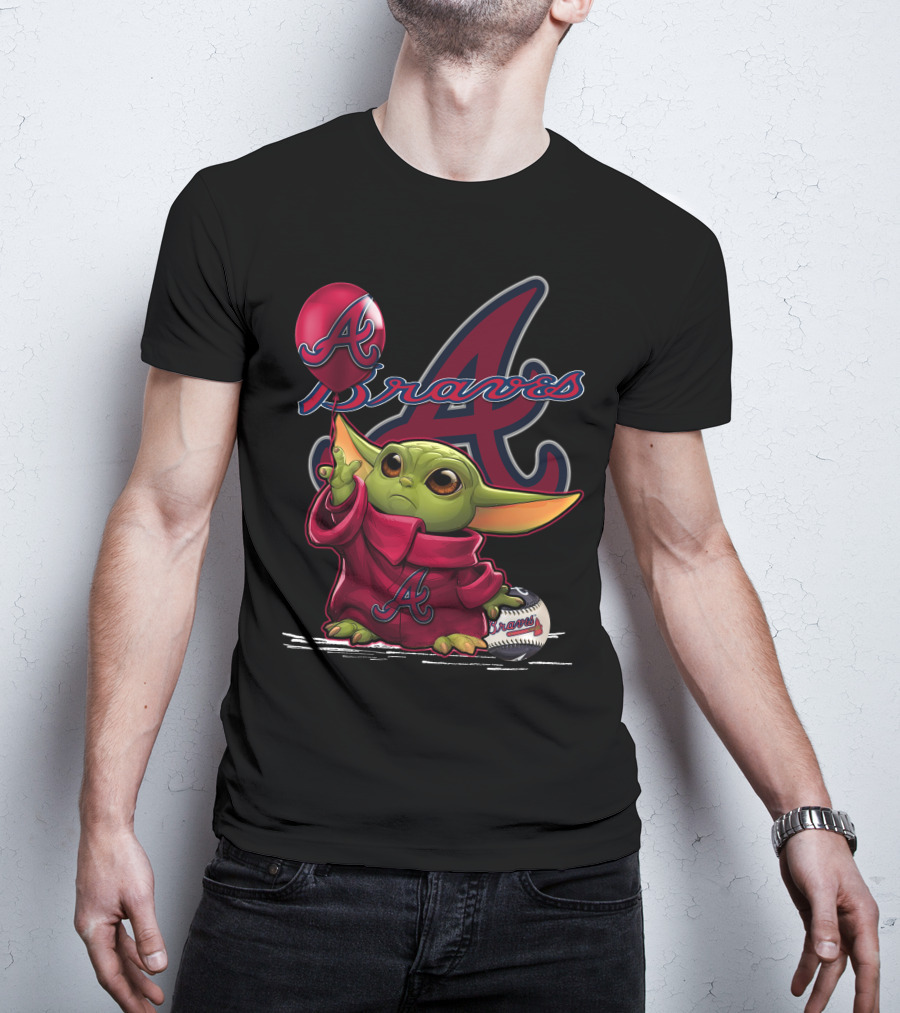 Yoda Braves Baseball Balloon Fan Art Baby Alien T-Shirt