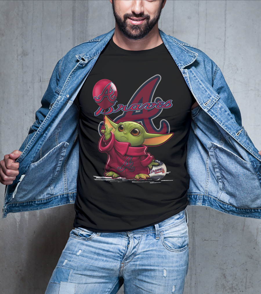 Yoda Braves Baseball Balloon Fan Art Baby Alien T-Shirt