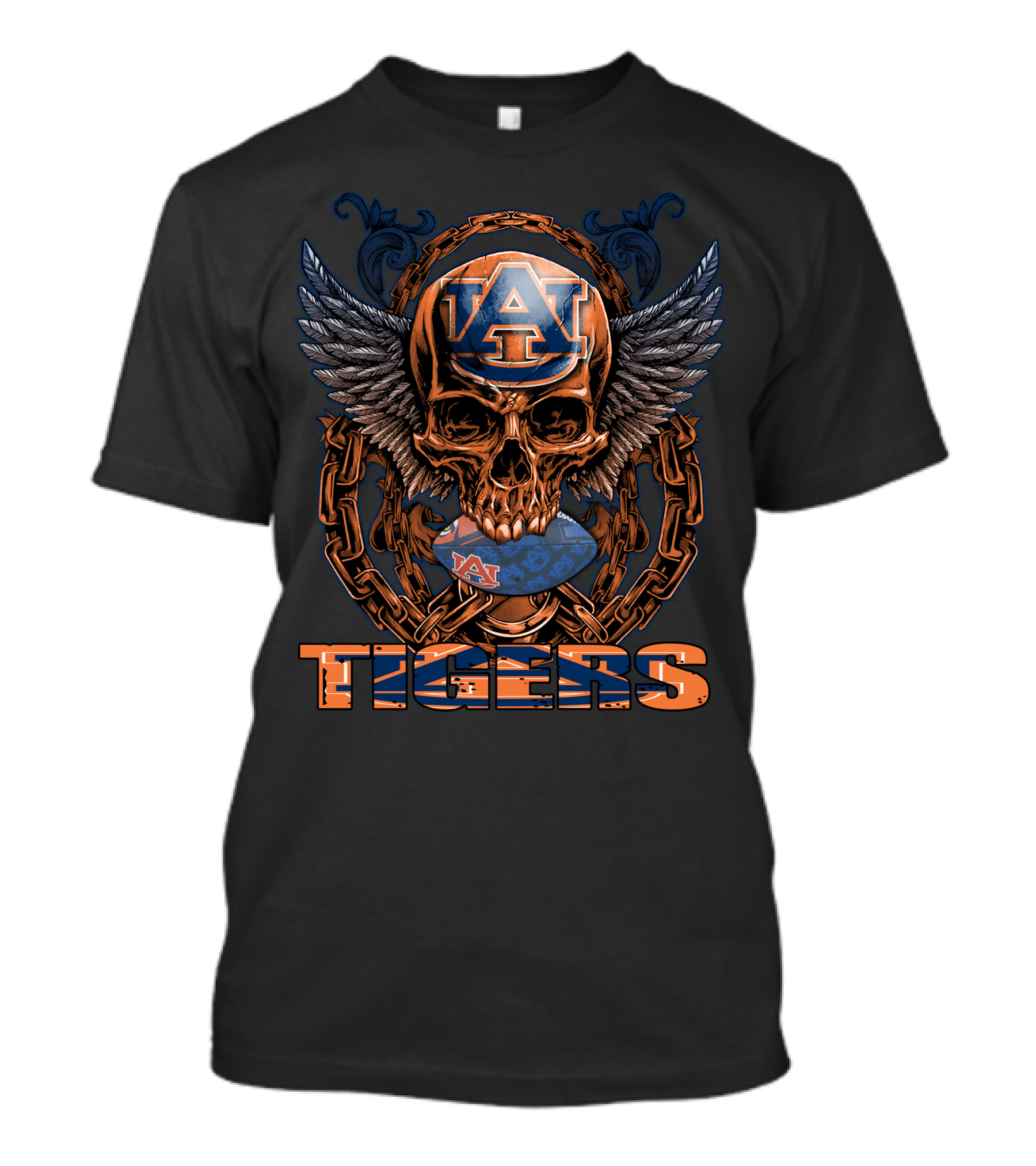 Auburn Tigers Skull With Chains And Wings T-Shirt