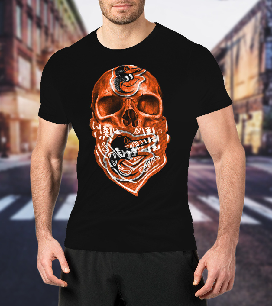 Skull Bandana V5 Baltimore Orioles T-Shirt
