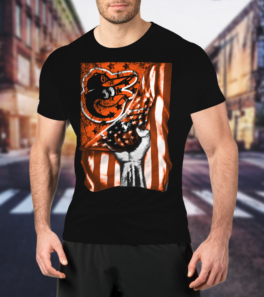 Baltimore Orioles Stars And Stripes Flag T-Shirt
