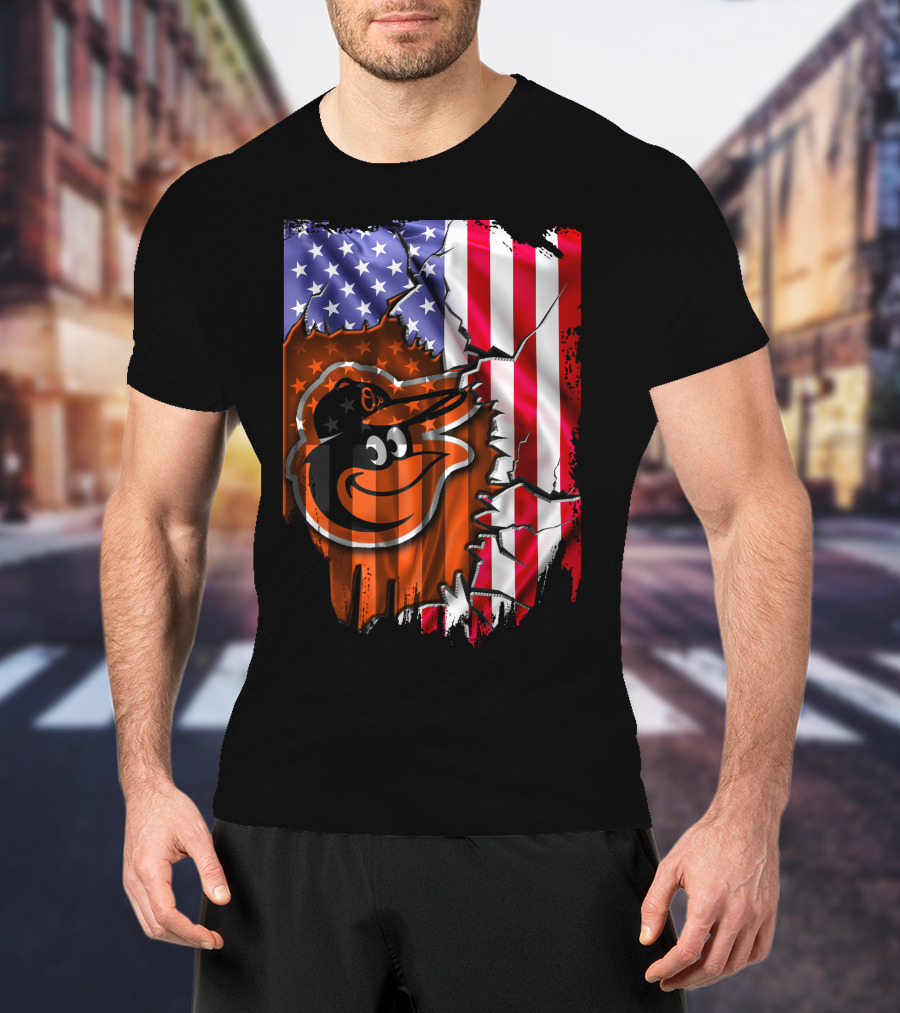 American Flag Baltimore Orioles T-Shirt