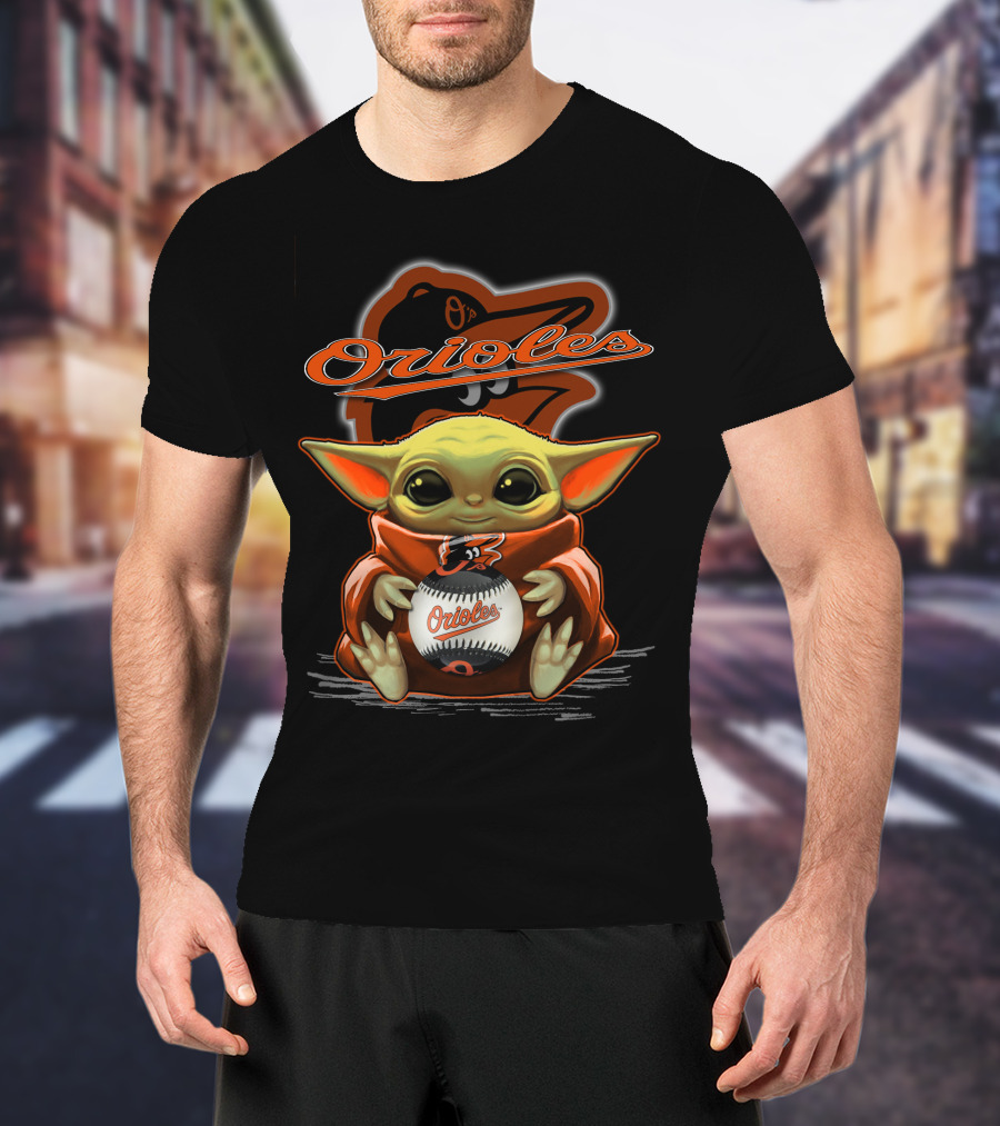 Orioles Baseball Yoda With Team Logo And Cap T-Shirt