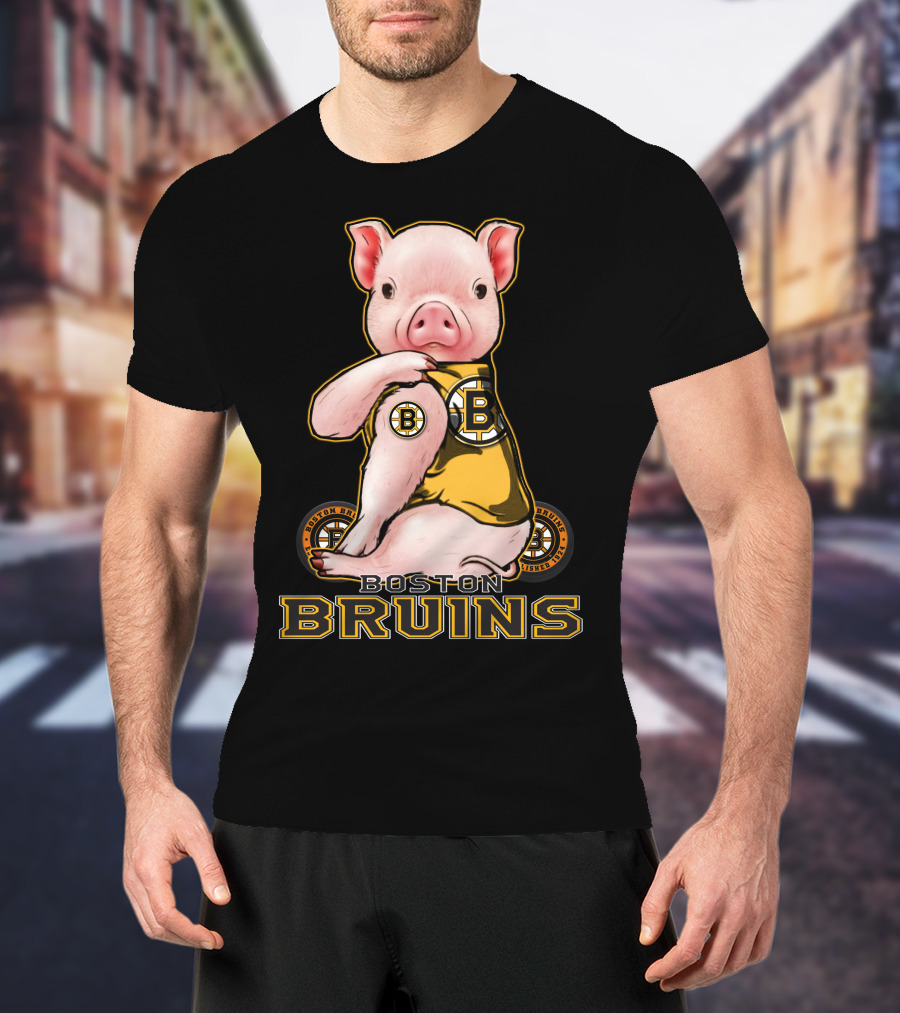 Boston Bruins Pig Wearing Team Uniform T-Shirt