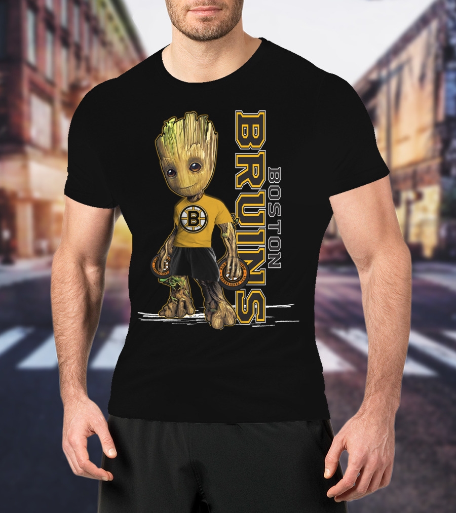 Groot Boston Bruins NHL Hockey Character Crossover T-Shirt